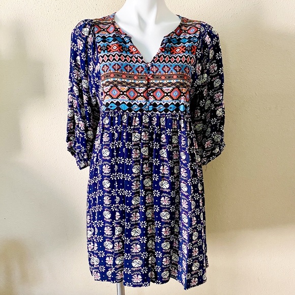 Umgee mixed print Aztec and floral dress - Picture 1 of 5